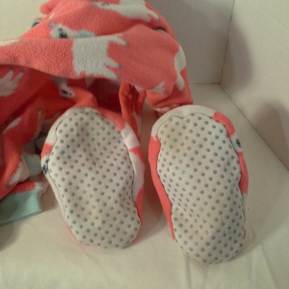 Childrens Place one-piece footed sleeper Size 18M 24M Llamas Orange green white - Picture 4 of 12